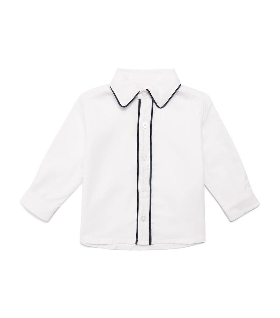 Patachou Cotton Piped-Trim Shirt (6-24 Months) Marine Image 1