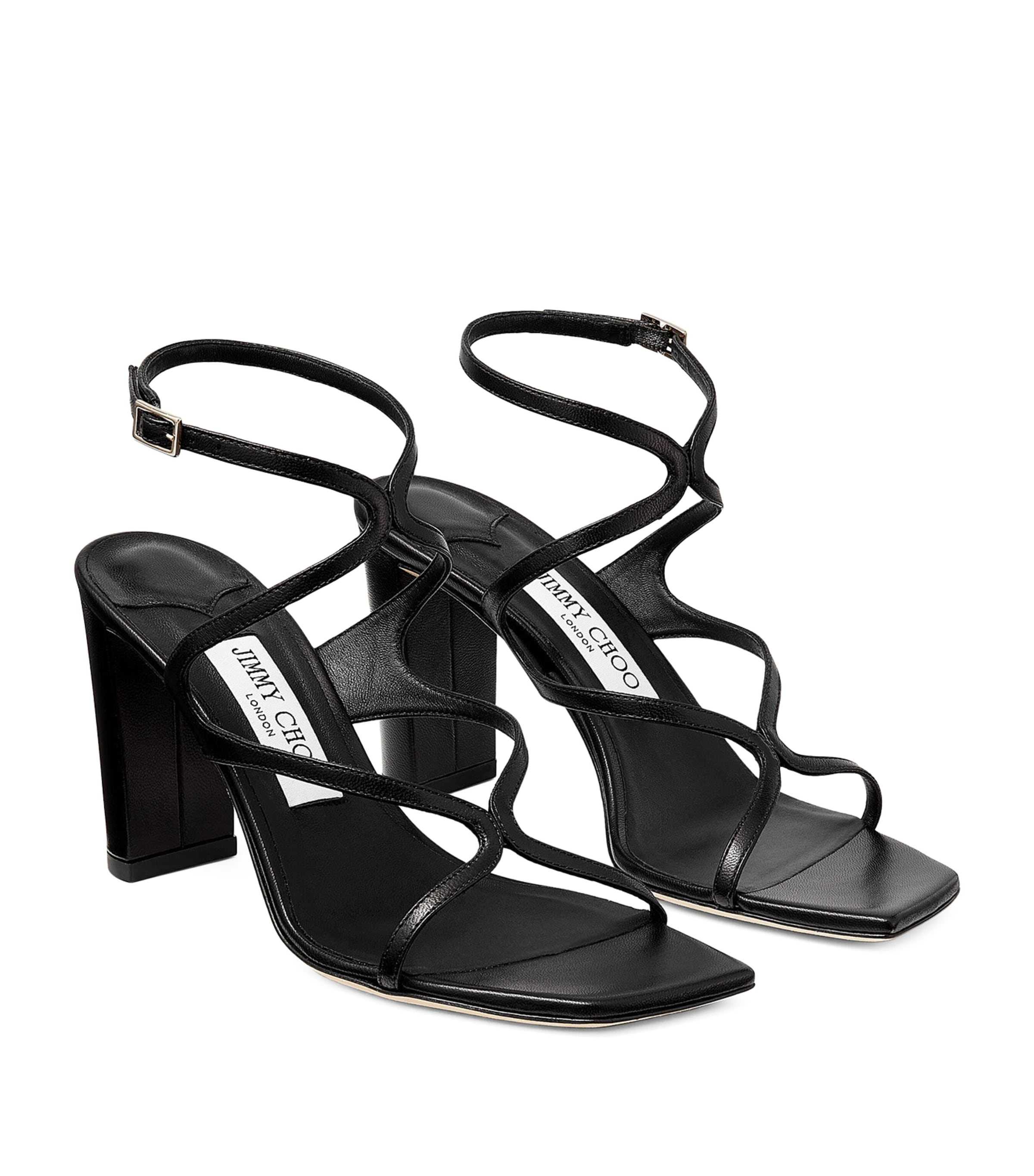 Azie 85 Leather Heeled Sandals BLACK Image 4