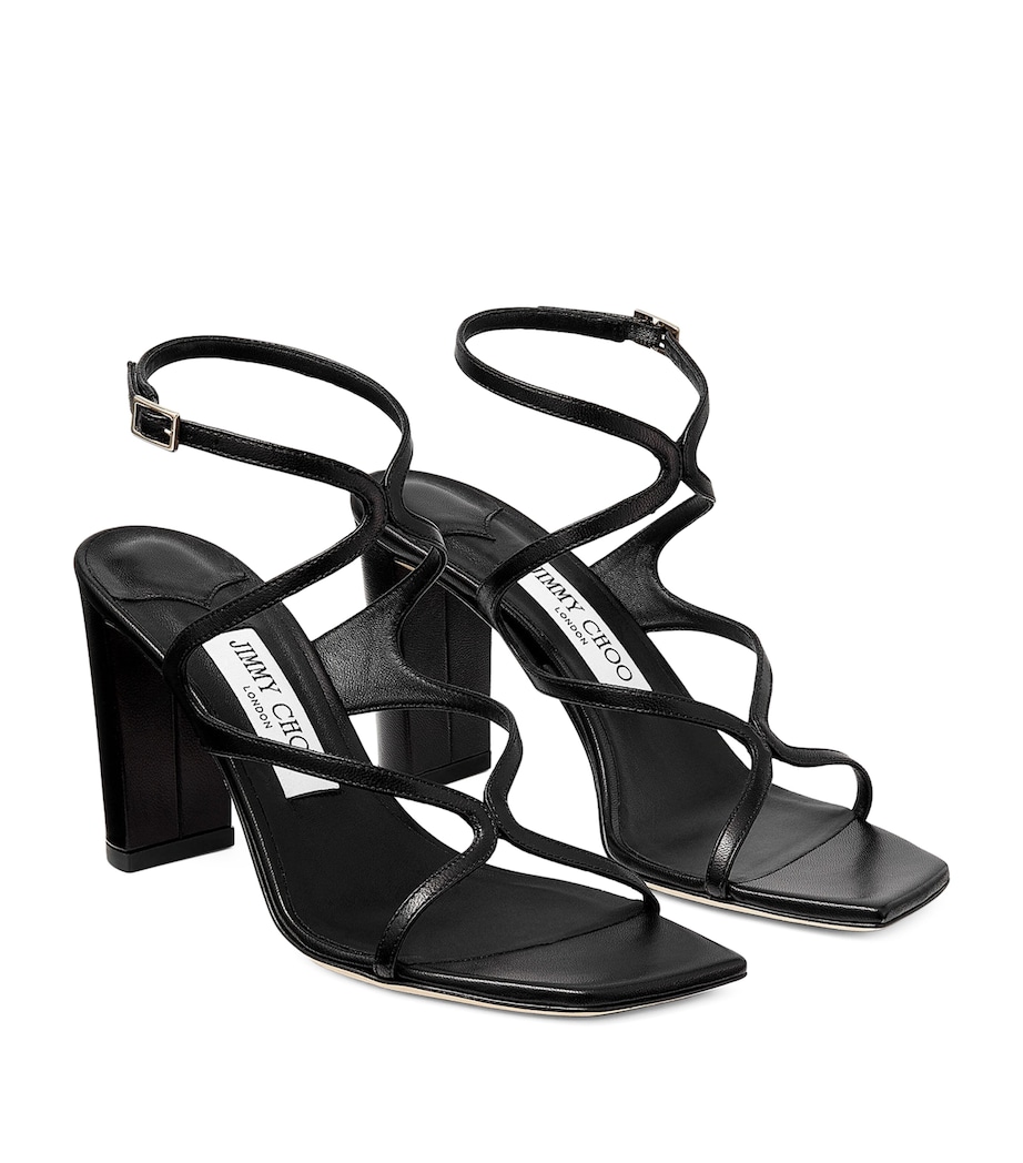 Azie 85 Leather Heeled Sandals BLACK Image 4