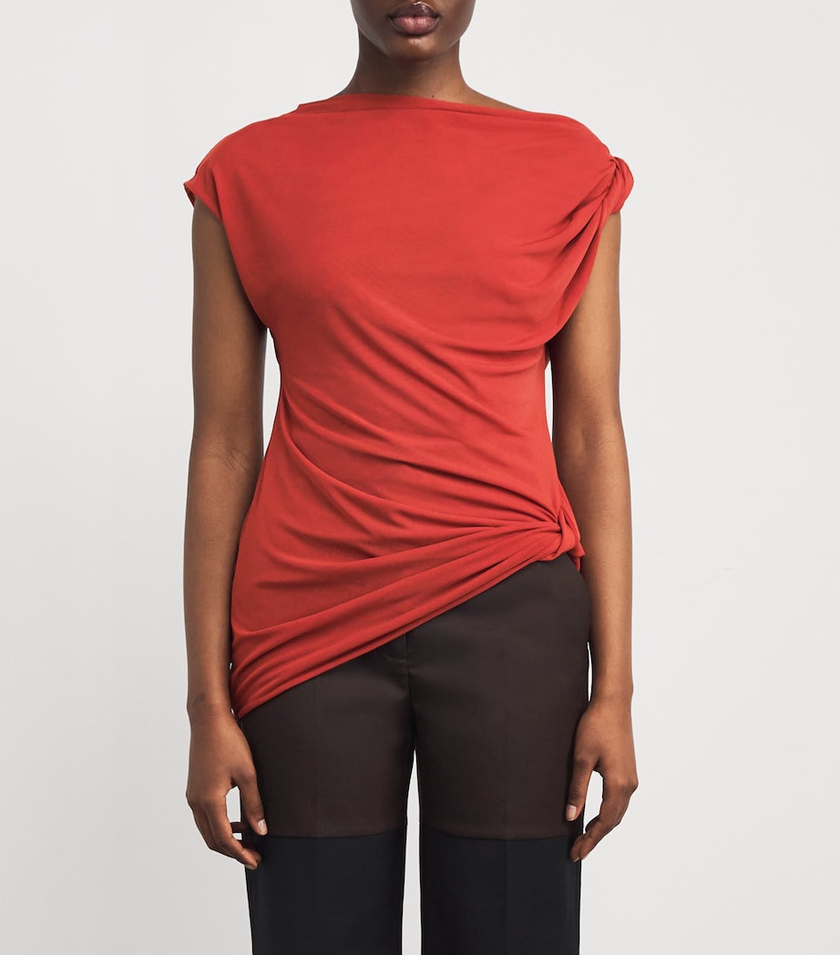 Asymmetric Draped Ando Top D30 TERRACOTTA Image 3