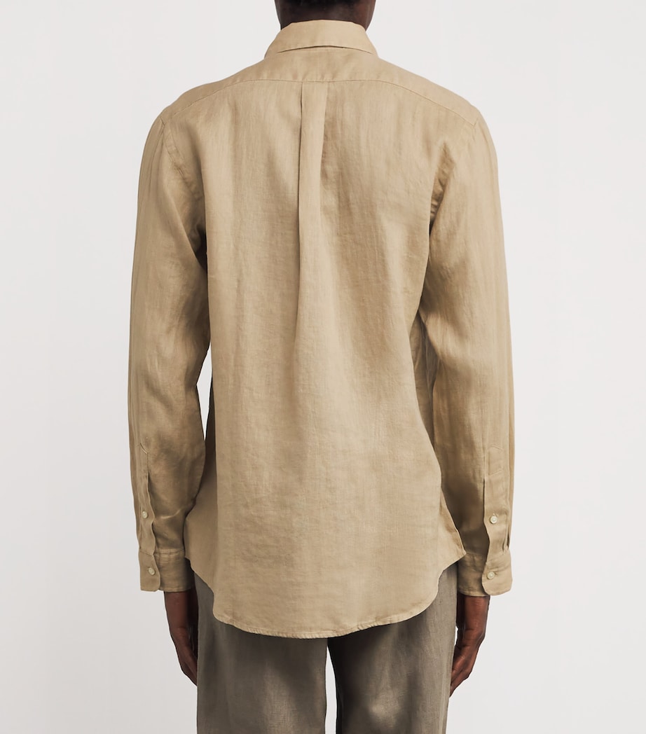 Polo Ralph Lauren Mens Linen Custom Fit Shirt Beige Image 4