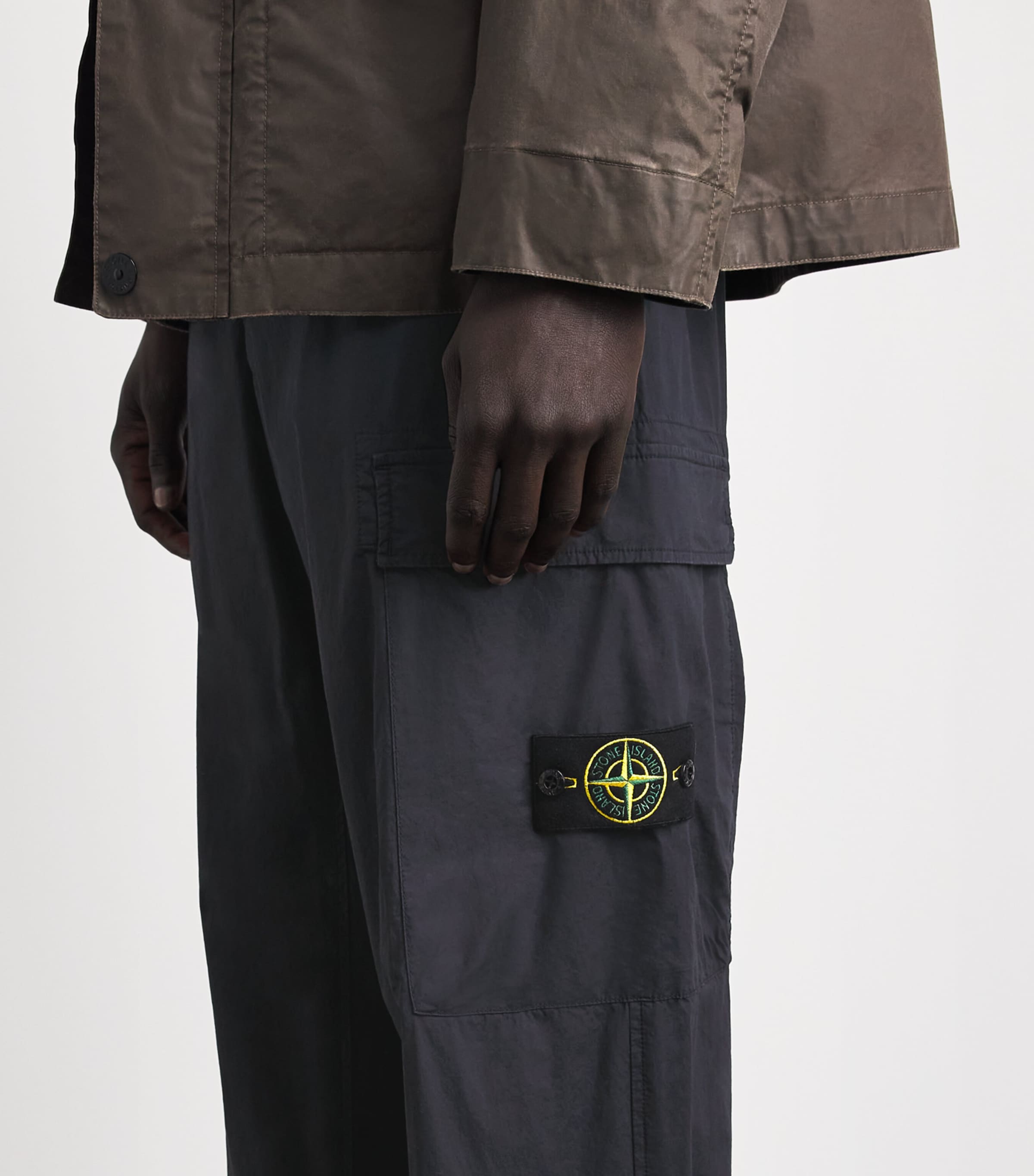 Stone Island Mens Stretch-Cotton Straight Cargo Trousers Image 3