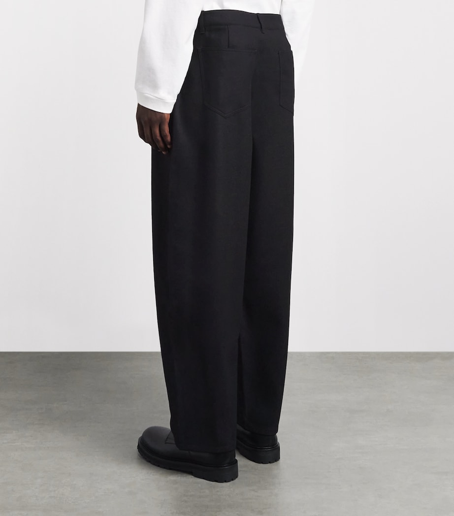 Le 17 Septembre Mens Wool Barrel-Leg Trousers Black Image 5