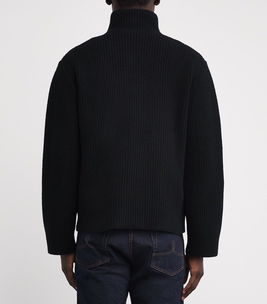 Wool Mario Quarter-Zip Sweater BLACK A Image 4
