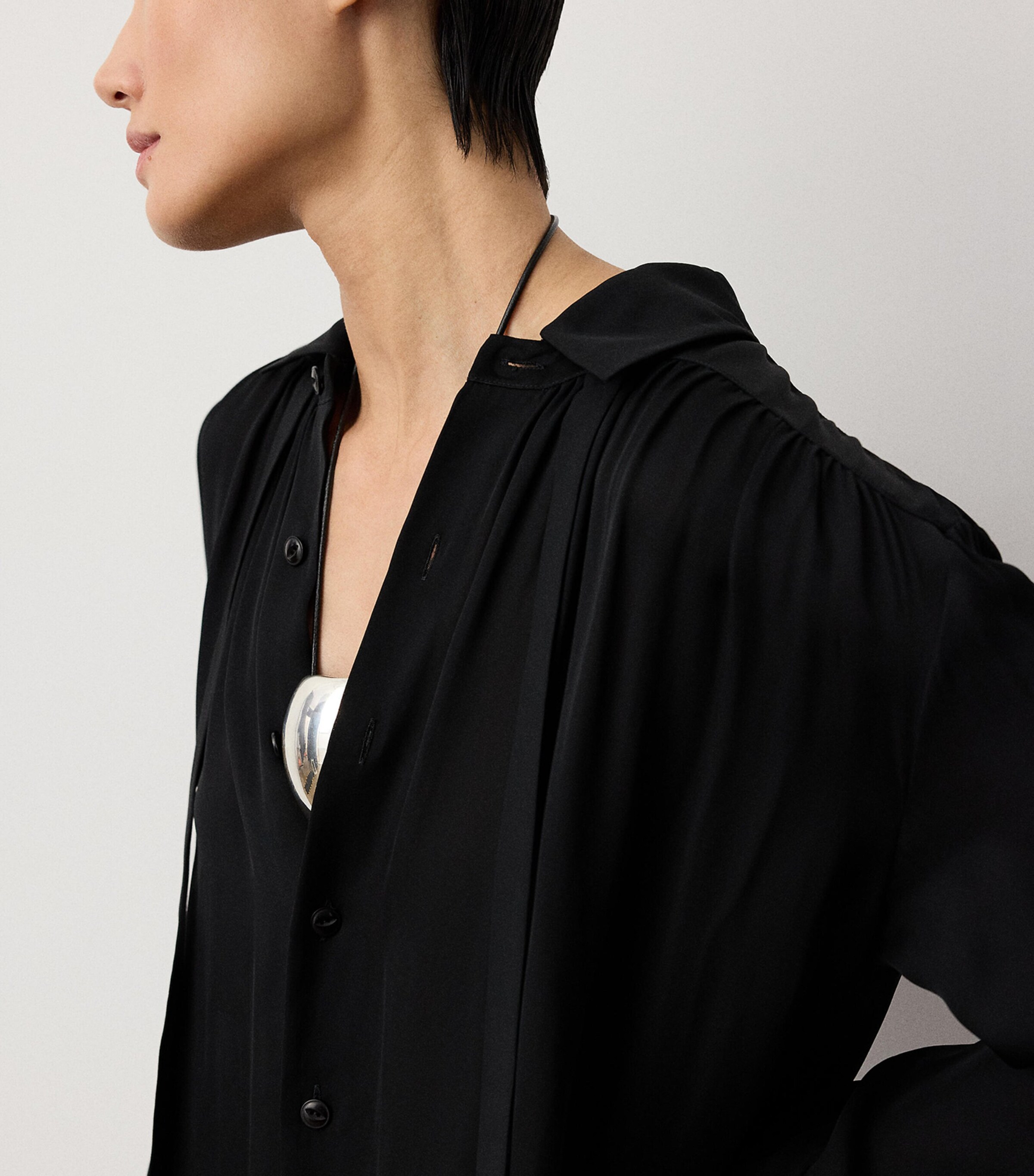 Ralph Lauren Collection Womens Satin Karmen Oversized Shirt Black Image 5