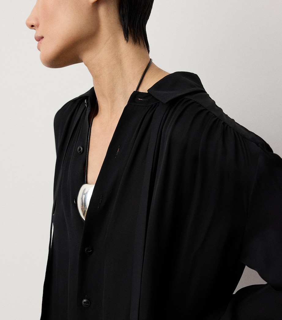 Ralph Lauren Collection Womens Satin Karmen Oversized Shirt Black Image 5