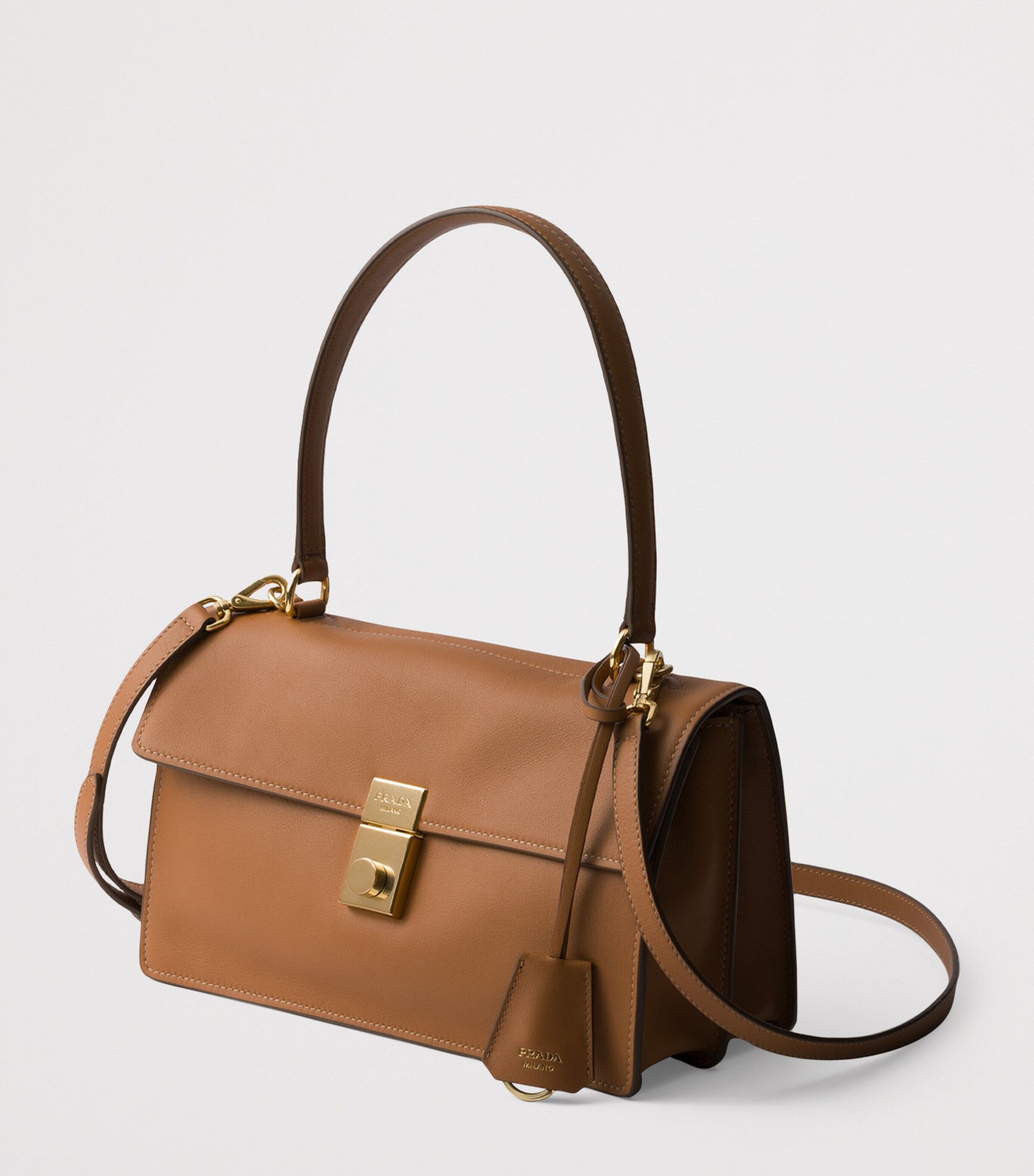 Prada Brown Medium Leather Soft Sound Shoulder Bag | Harrods UK
