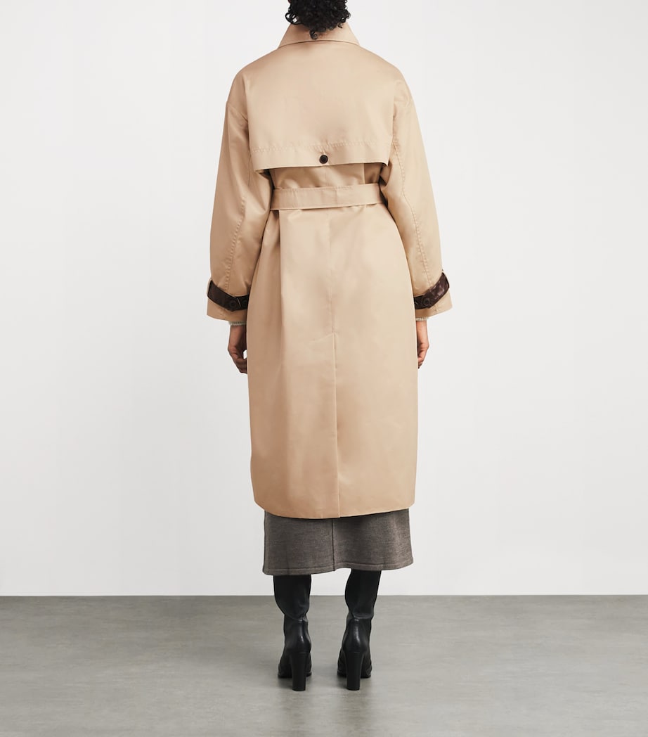 Sheepskin-Trim Trench Coat BEIGE Image 4
