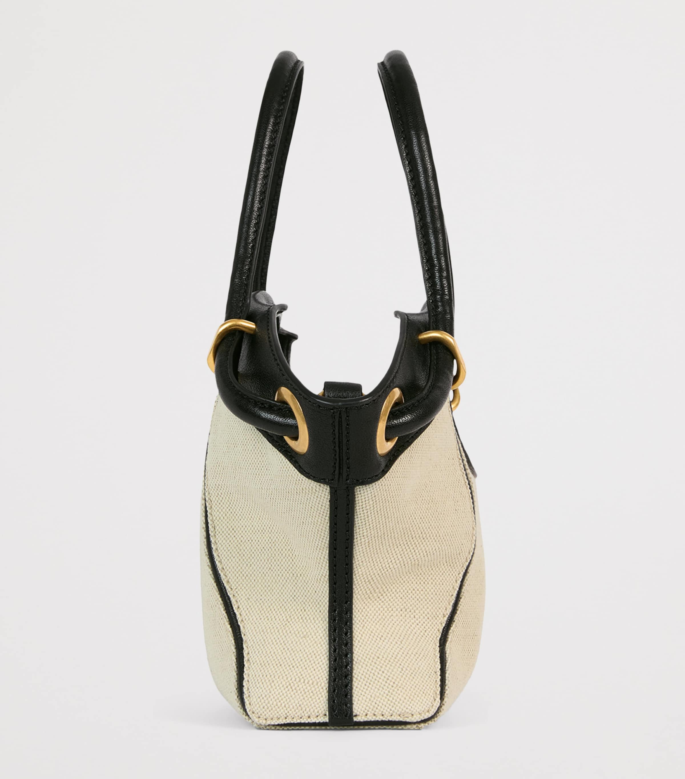Balmain Womens Small Canvas Tote Bag Gte Naturel / Noir Image 6