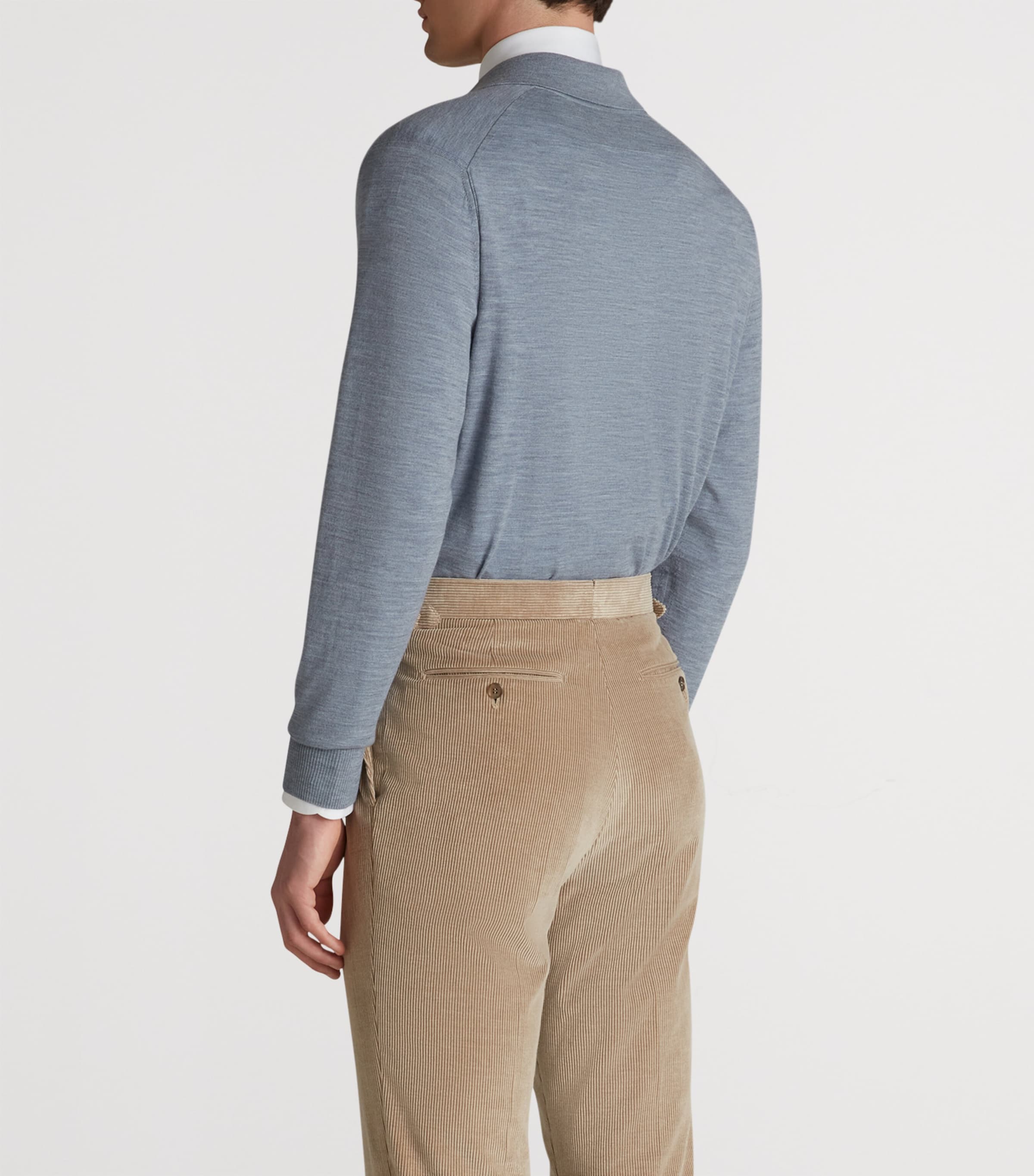 Superfine Virgin Merino Wool Shirt 483WASHED DENIM Image 4