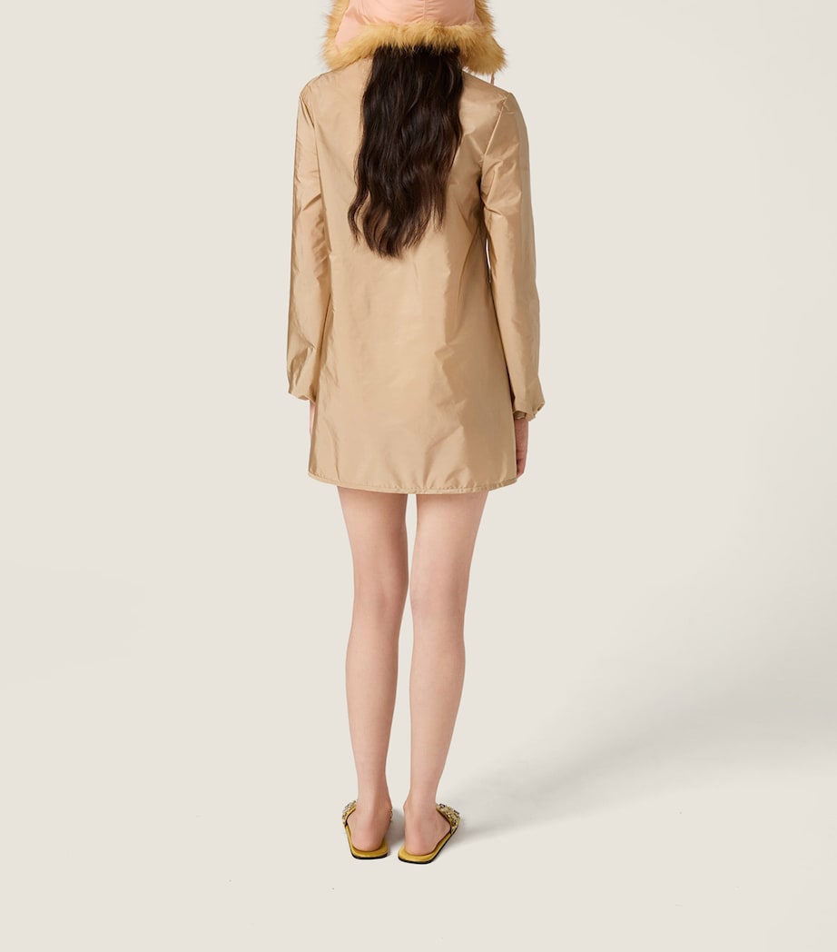 Miu Miu Womens Technical Fabric Mini Dress Brown Image 3