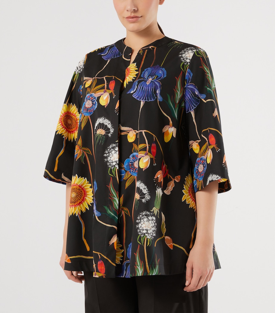 Marina Rinaldi Womens Cotton Floral Tunic Shirt Black Image 3