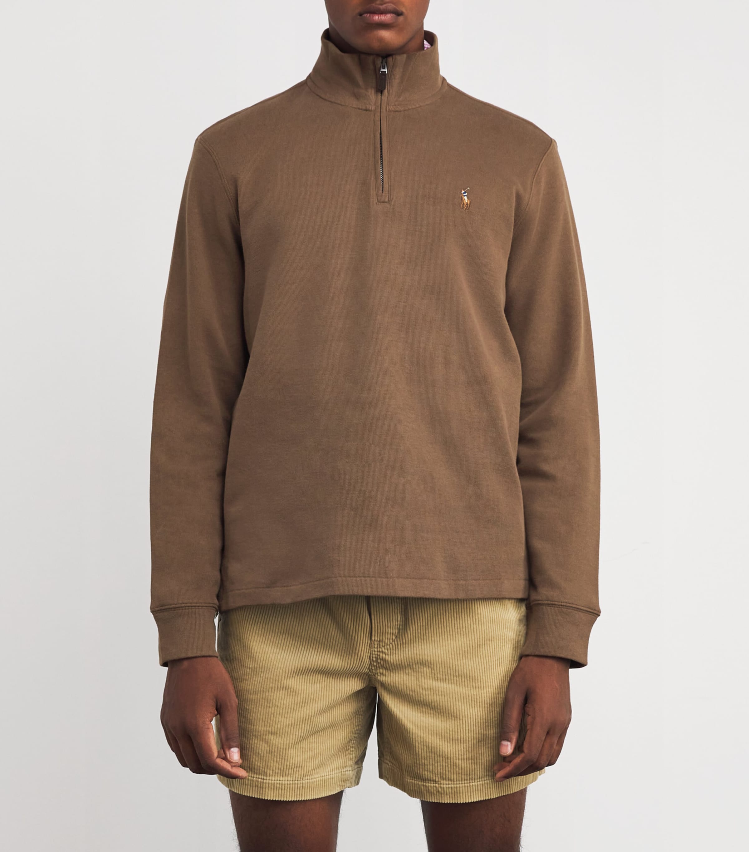Polo Ralph Lauren Mens Cotton Quarter-Zip Sweater Brown Image 3