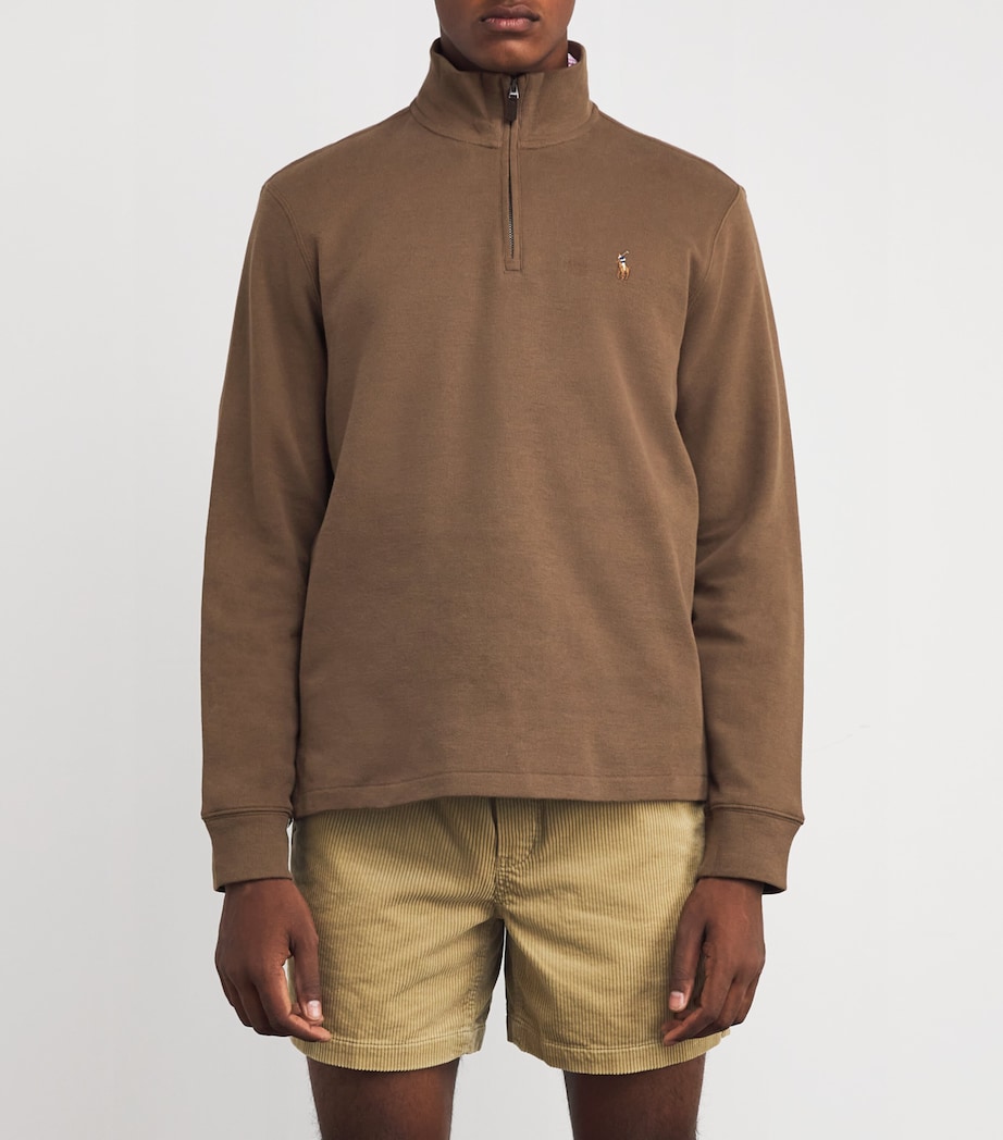 Cotton Quarter-Zip Sweater BROWN Image 3