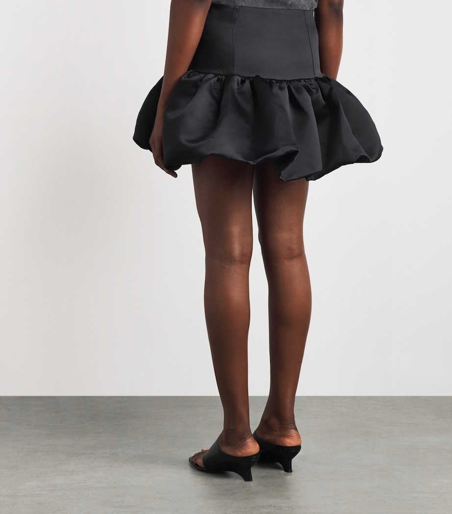 GANNI Womens Satin Bubble Mini Skirt Black Image 5