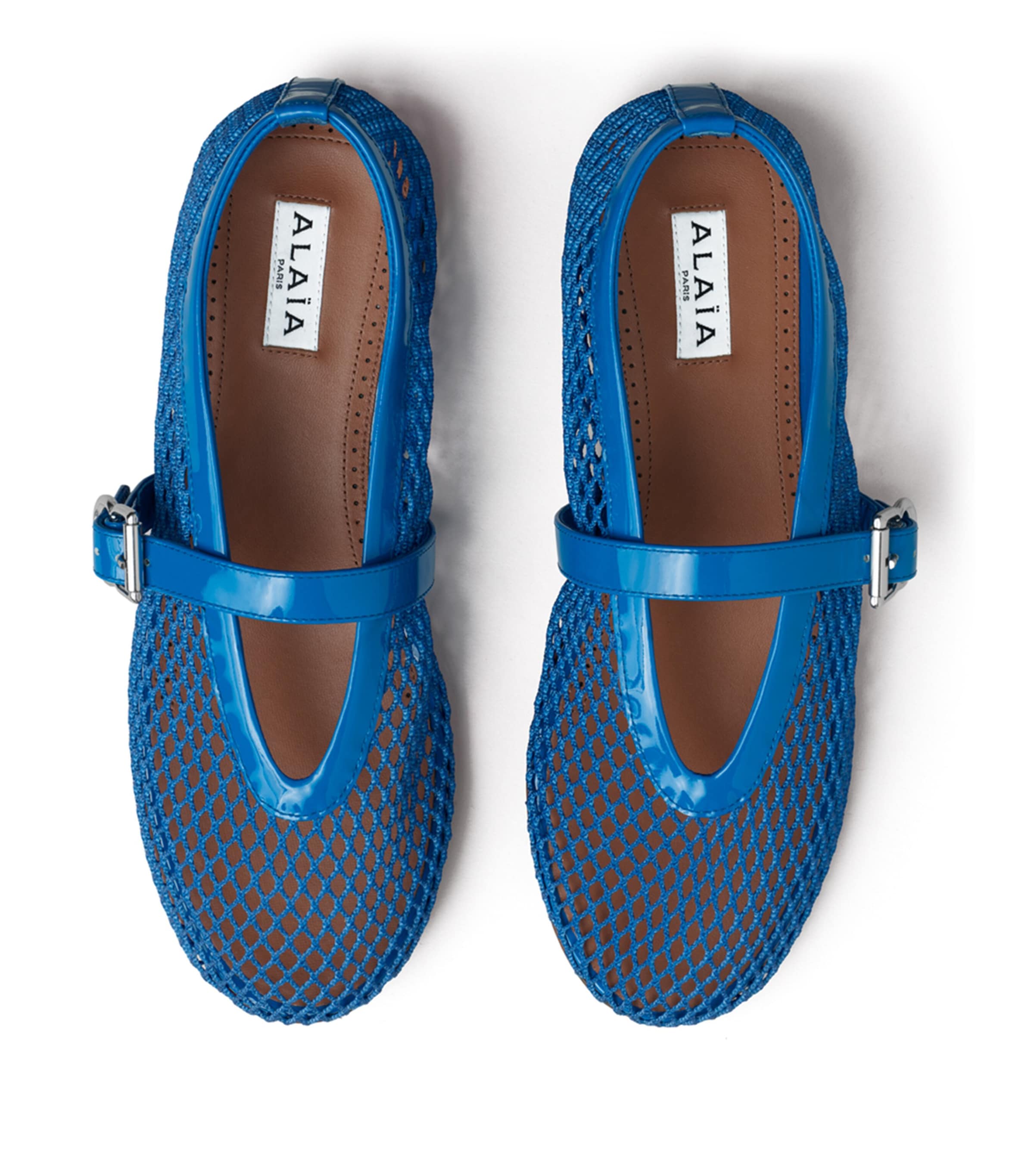 Alaïa Leather Mesh Ballet Flats Electric Blue Image 2