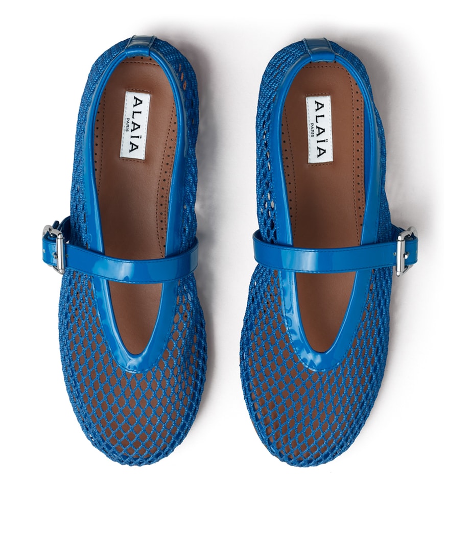 Alaïa Leather Mesh Ballet Flats Electric Blue Image 2