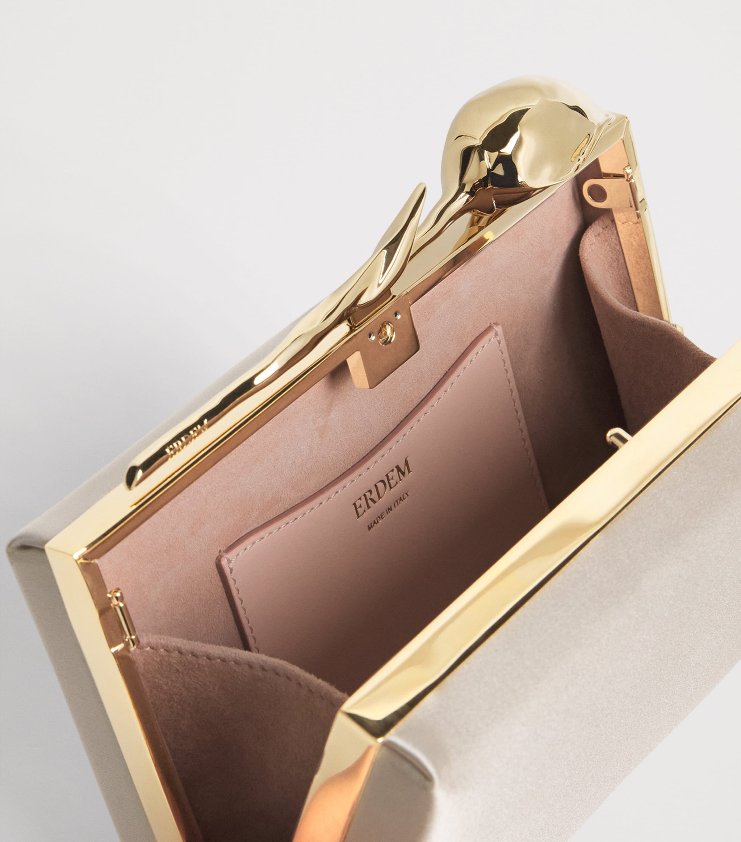 Erdem Satin Bloom Clutch Bag Champagne Image 5