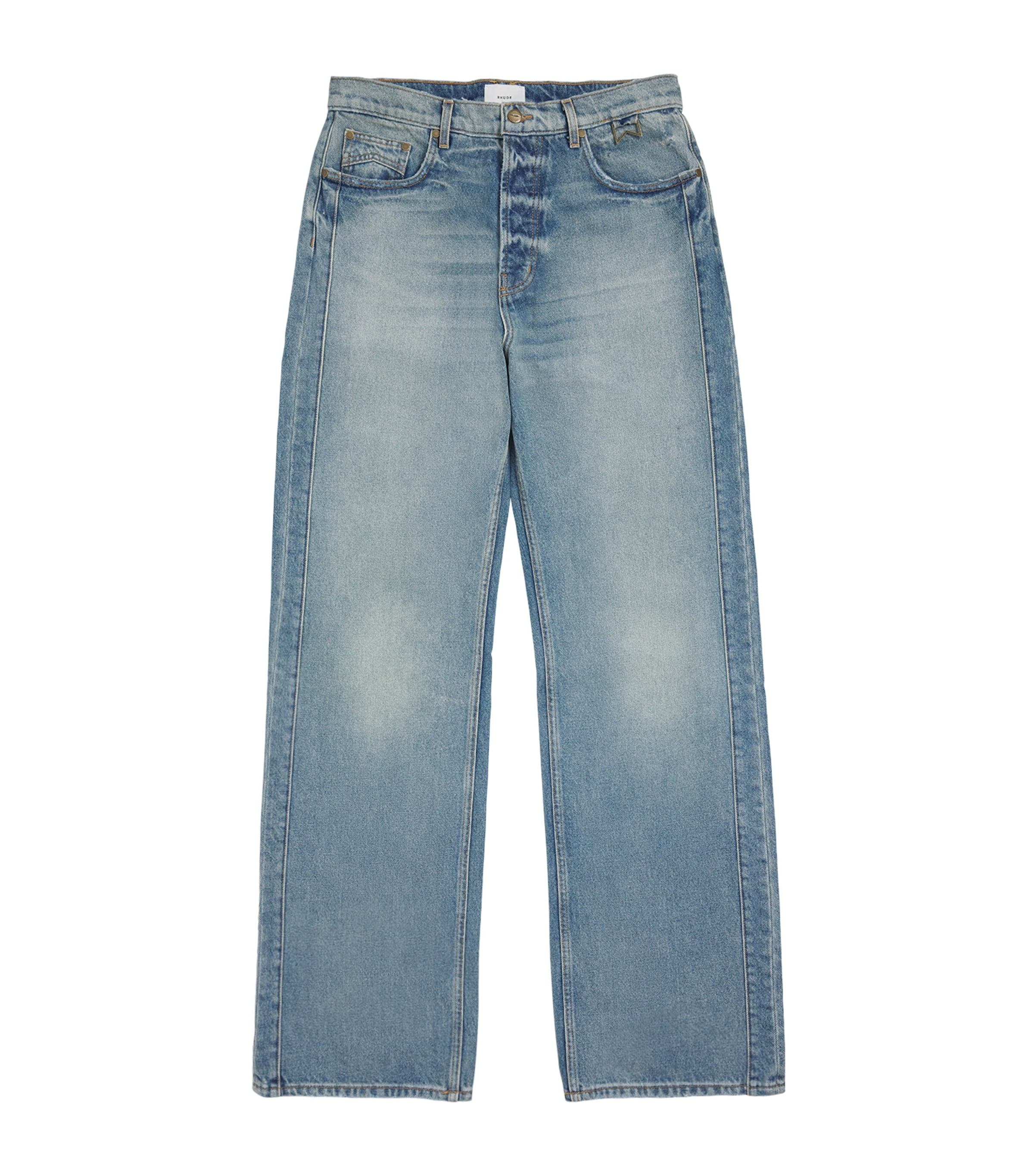 Rhude Mens Traxedo Relaxed Jeans Woodlnd Wht Image 1
