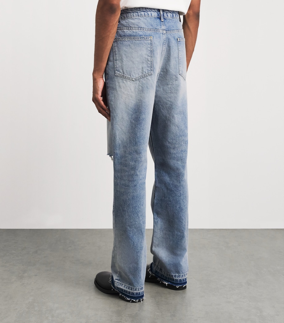 Represent Mens Ripped Heaton Straight Jeans Light Vintage Blue Image 5