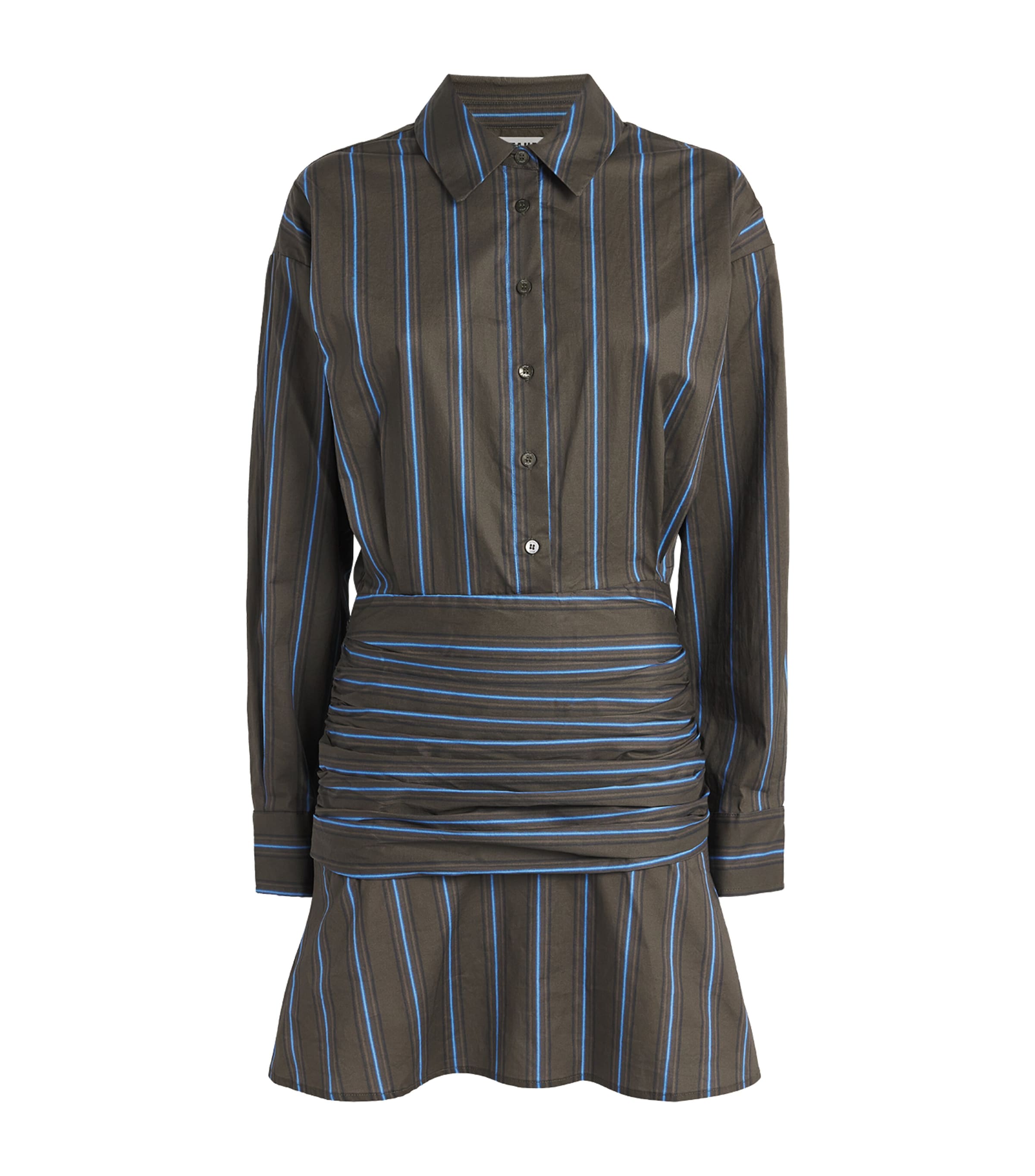 STAUD Womens Stretch-Poplin Stripe Indya Mini Dress Hnst Huntngtn Stripe Image 1