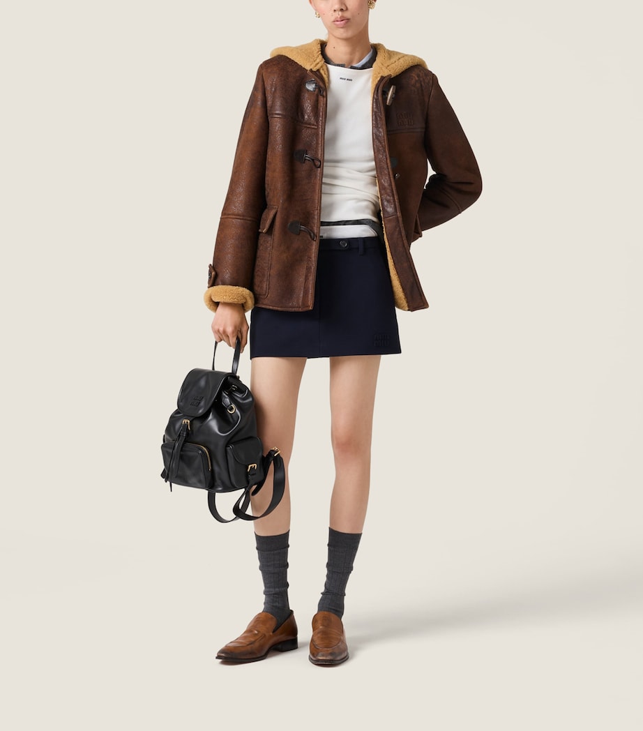 Miu Miu Womens Lambskin Logo Duffle Coat Image 2