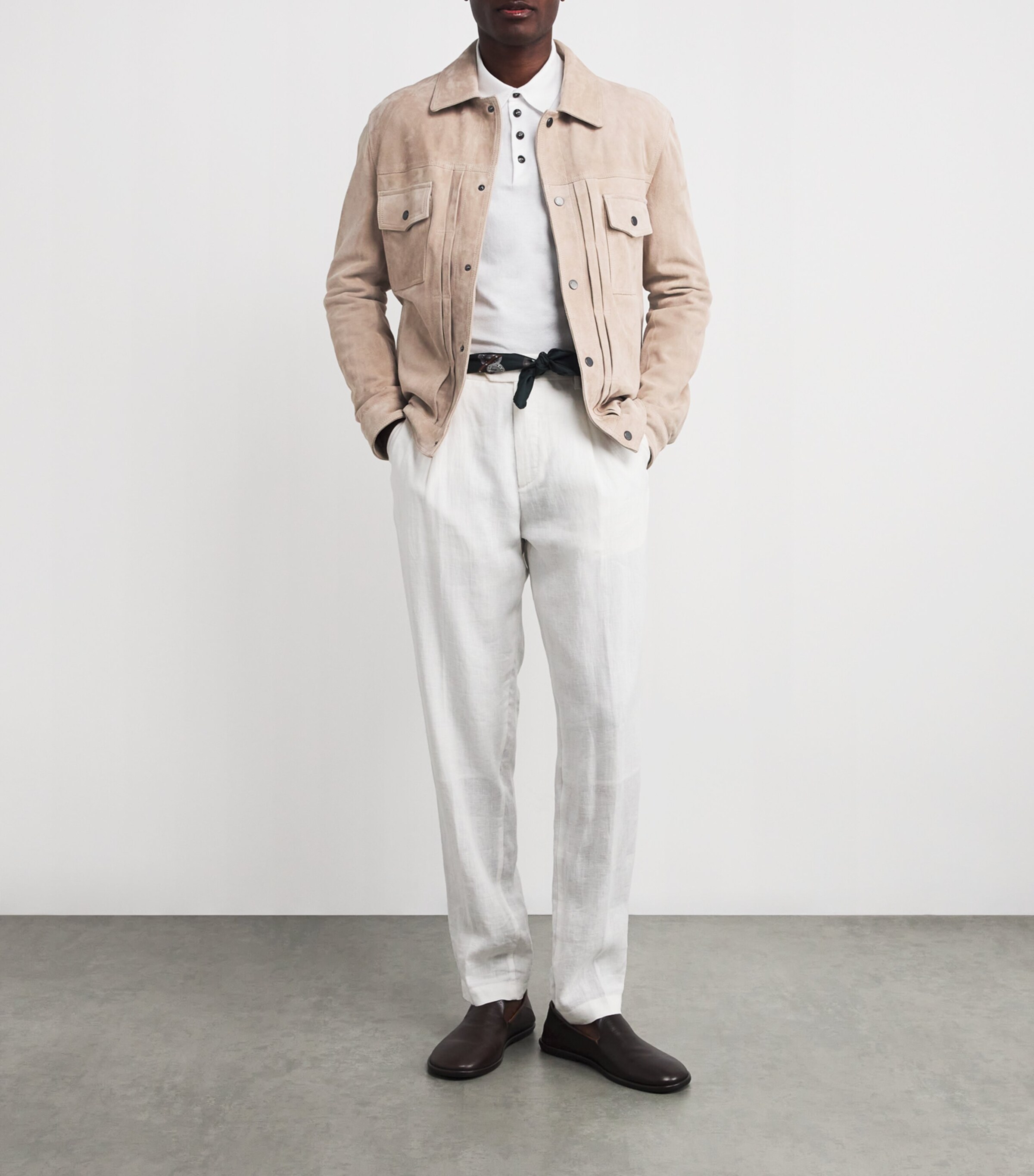 Pal Zileri Mens Suede Shirt Jacket Natural Image 2