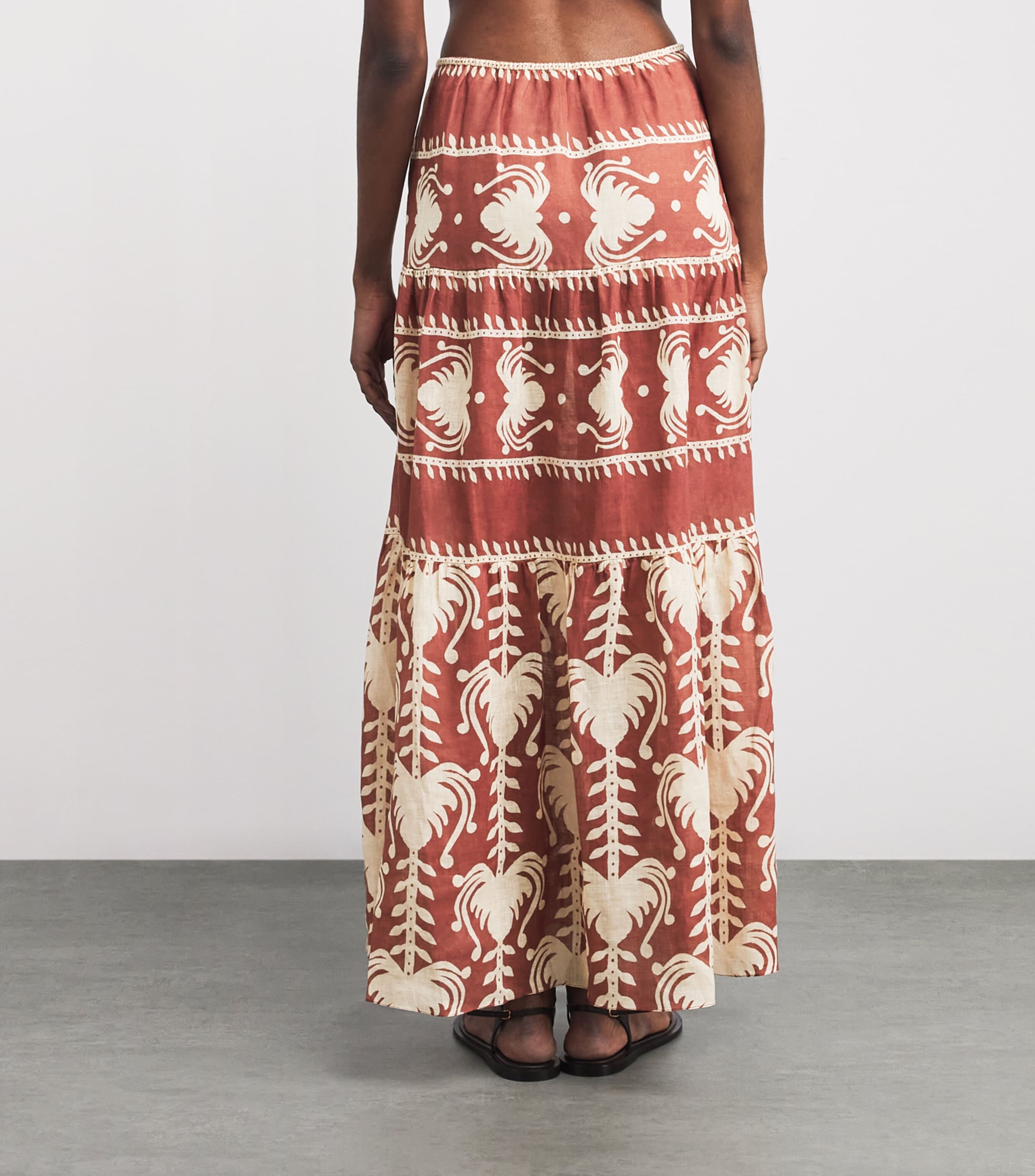 Linen Rituales Maxi Skirt MARSALA/ECRU Image 4