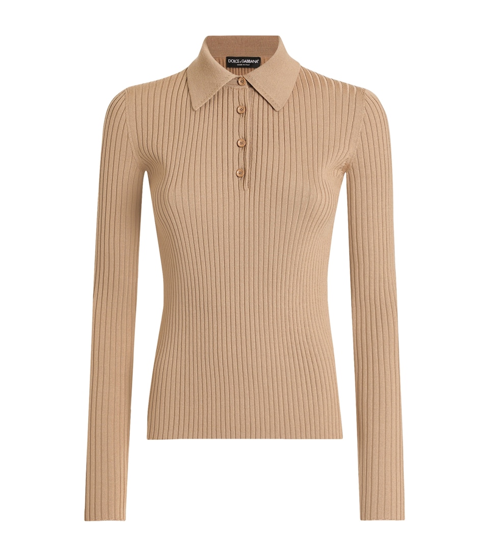Virgin Wool-Blend Polo Sweater