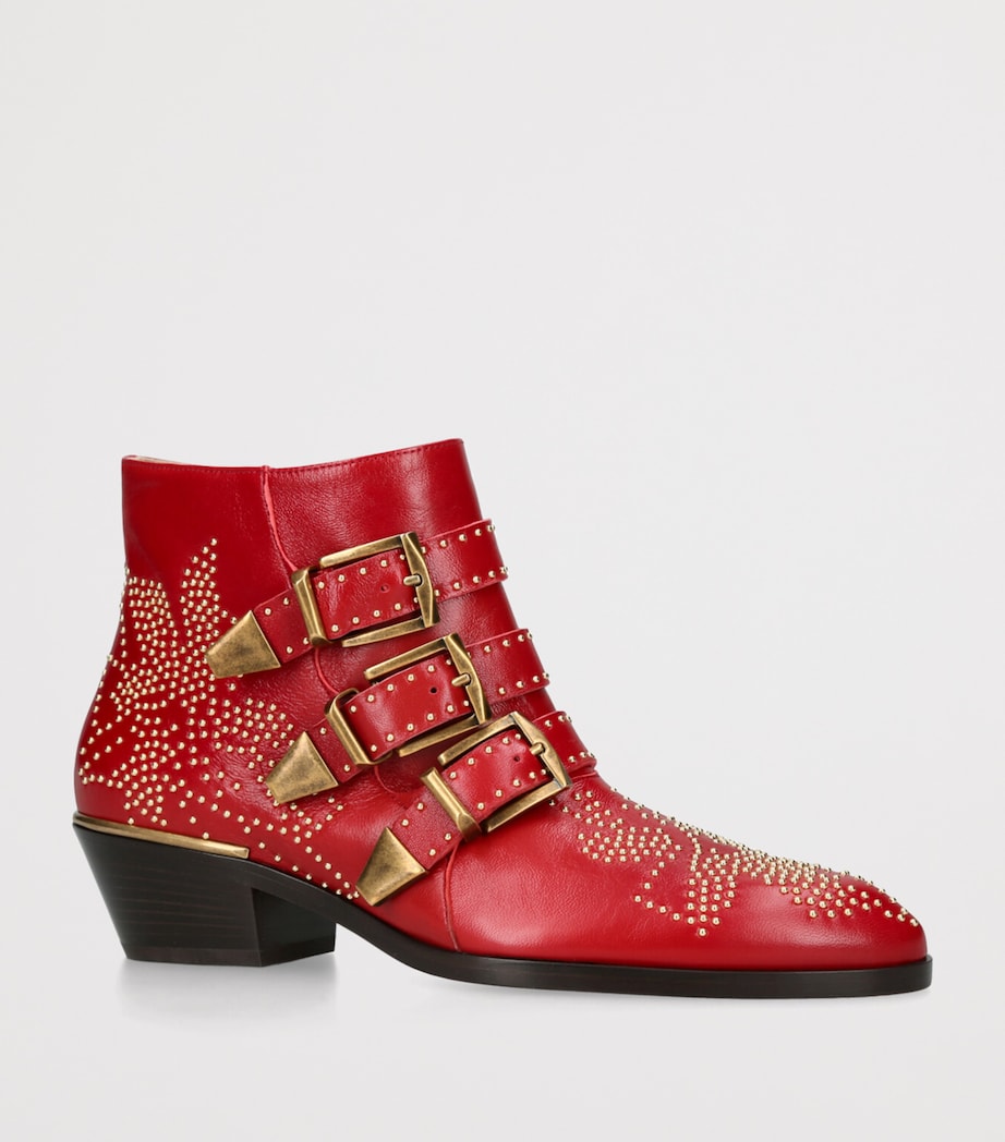 Leather Susanna Western Ankle Boots 40 RED COMB Image 3