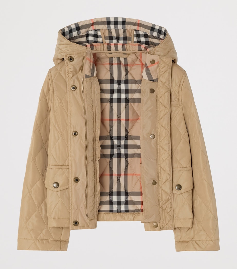 Burberry Kids Quilted Hooded Parka (4-12 Years) Flax Image 2