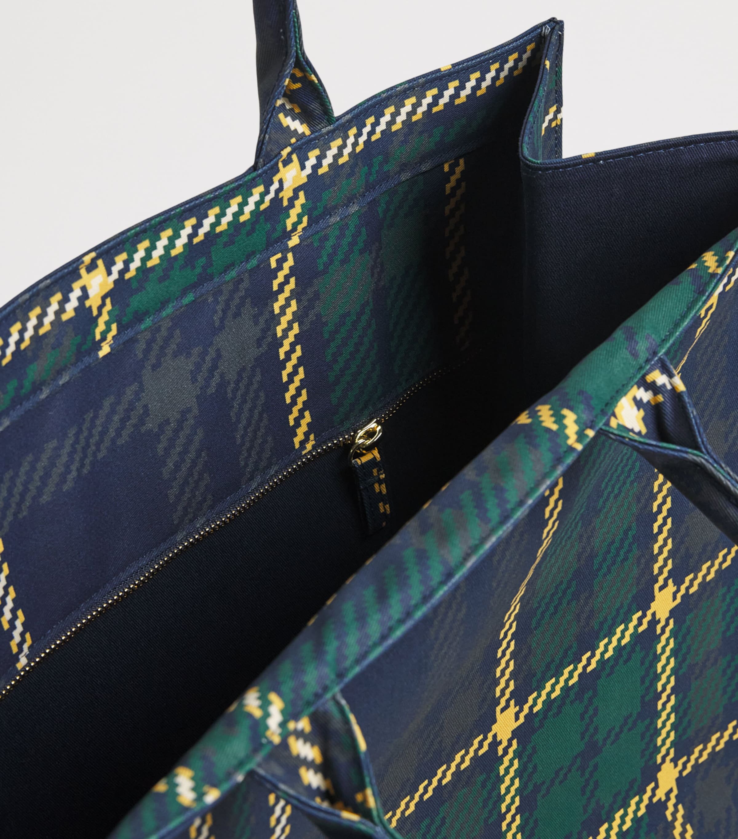 Harrods Tartan Zipped Tote Bag Navy Image 5