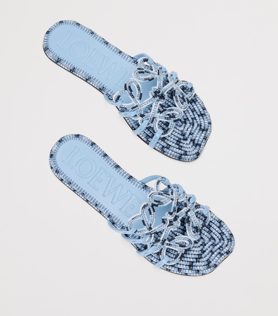 LOEWE x Paula's Ibiza Leather Embroidered Petal Anagram Slides Baby Blue Image 3