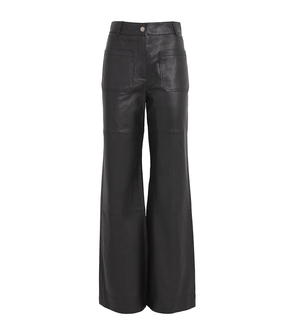 Victoria Beckham Leather Alina Trousers Black