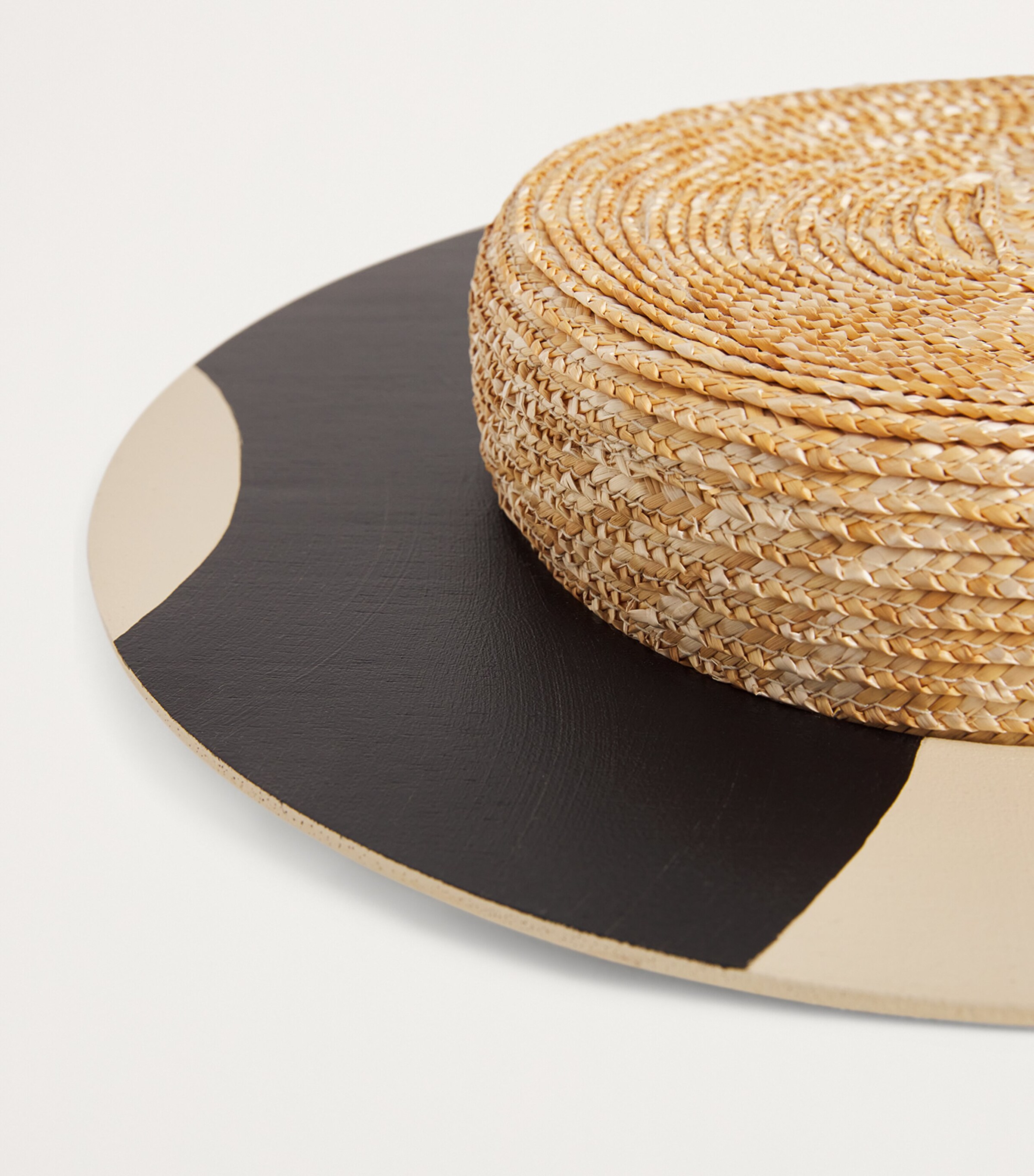 Wooden Two-Tone Hat BEIGE AND BLACK Image 3