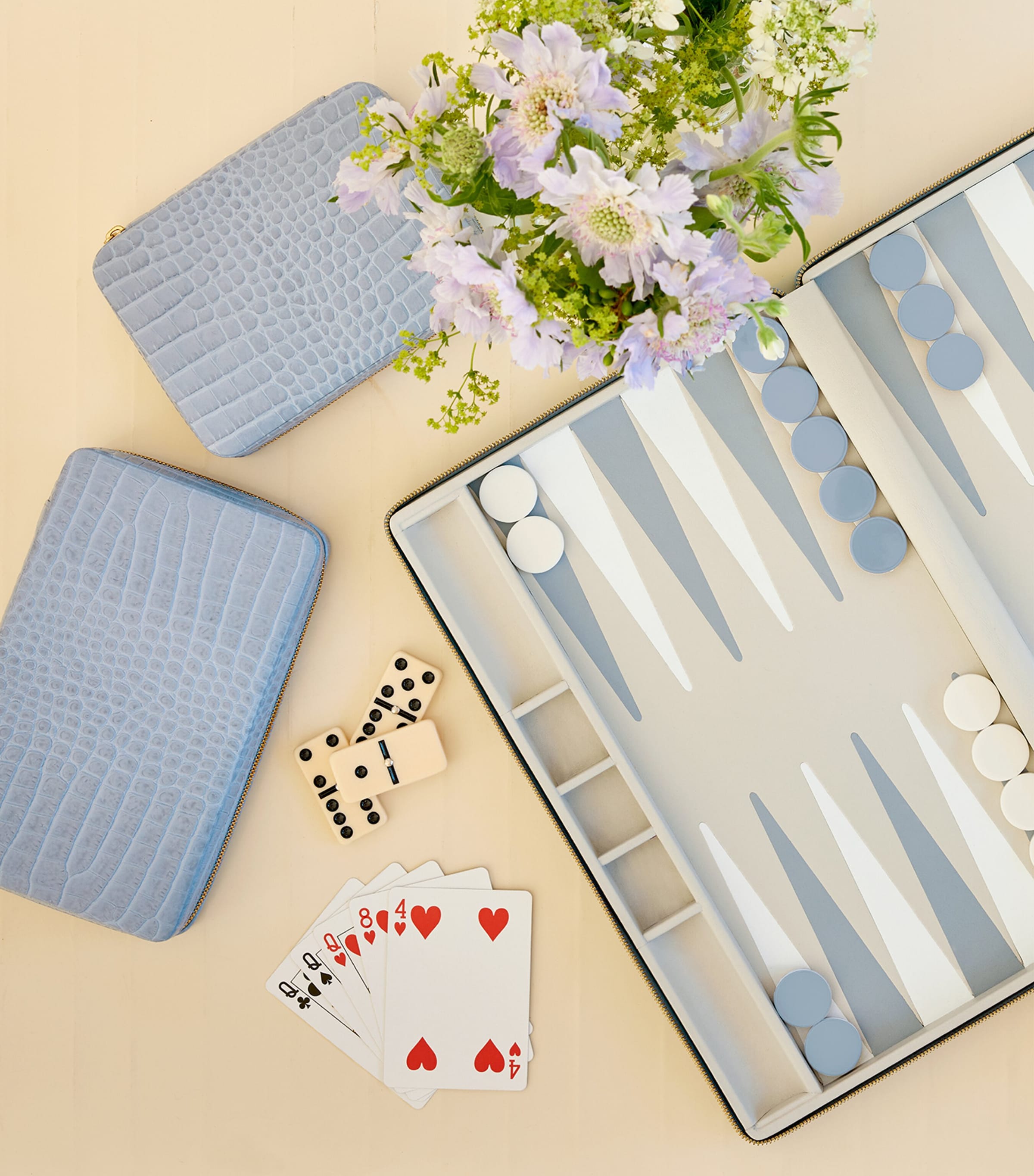 Leather Enzo Domino Set BLUE Image 2