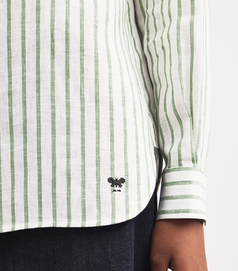 Weekend Max Mara Womens Linen Stripe Shirt Green Image 6