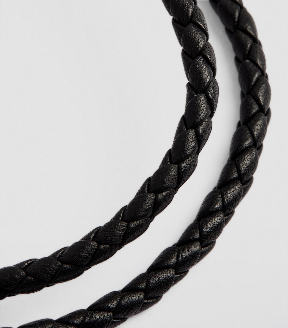 Tateossian Gold-Plated Leather Macramé Bracelet Gold/ Black Image 6