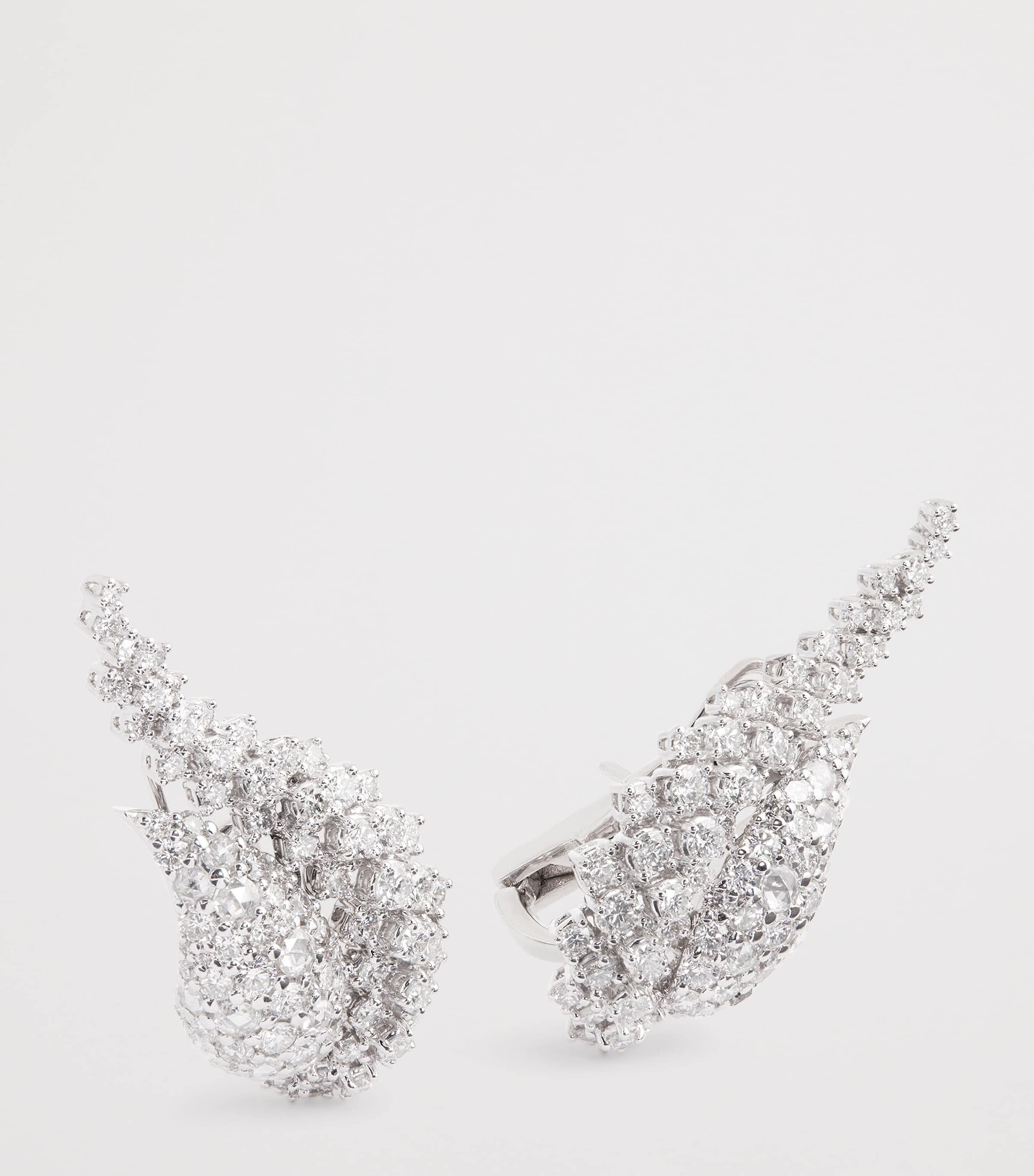 White Gold and Diamond Y-Couture State Stud Earrings WHITE GOLD Image 3