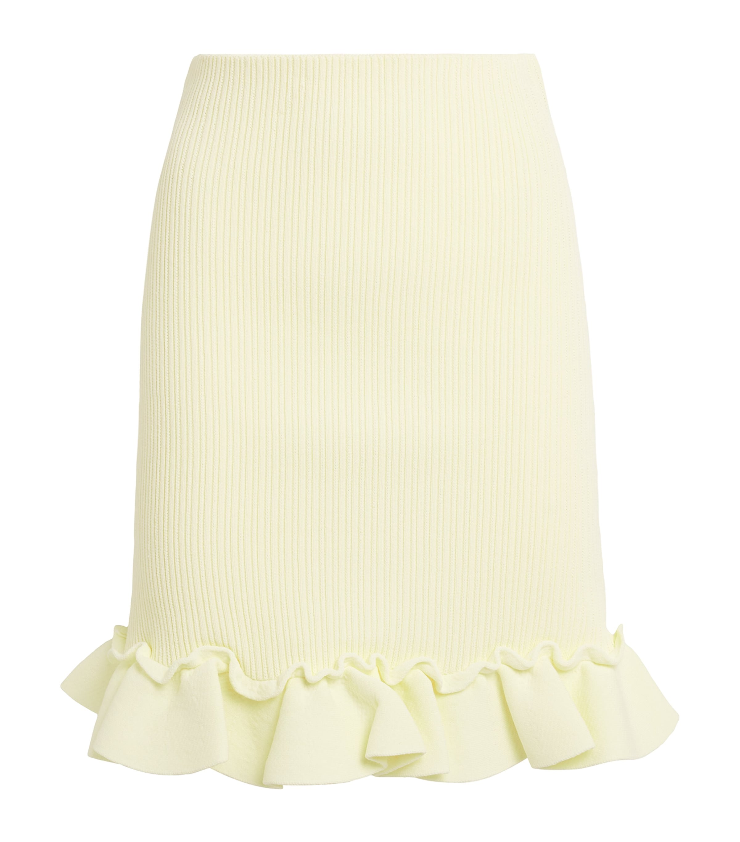 Sandro Knitted Frill-detail Mini Skirt In Yellow
