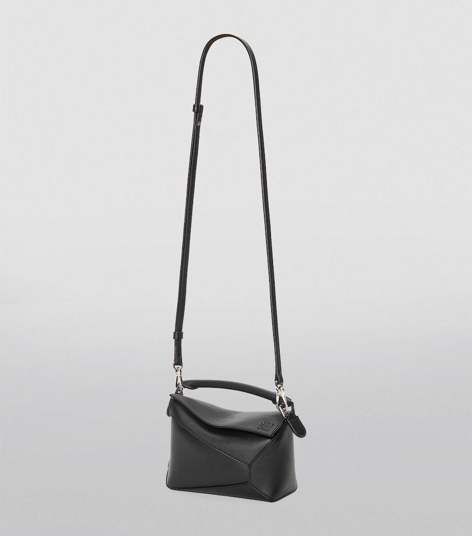 Mini Leather Puzzle Edge Top-Handle Bag BLACK Image 7