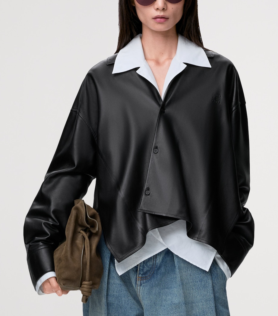 Nappa Lambskin Draped Shirt BLACK Image 3
