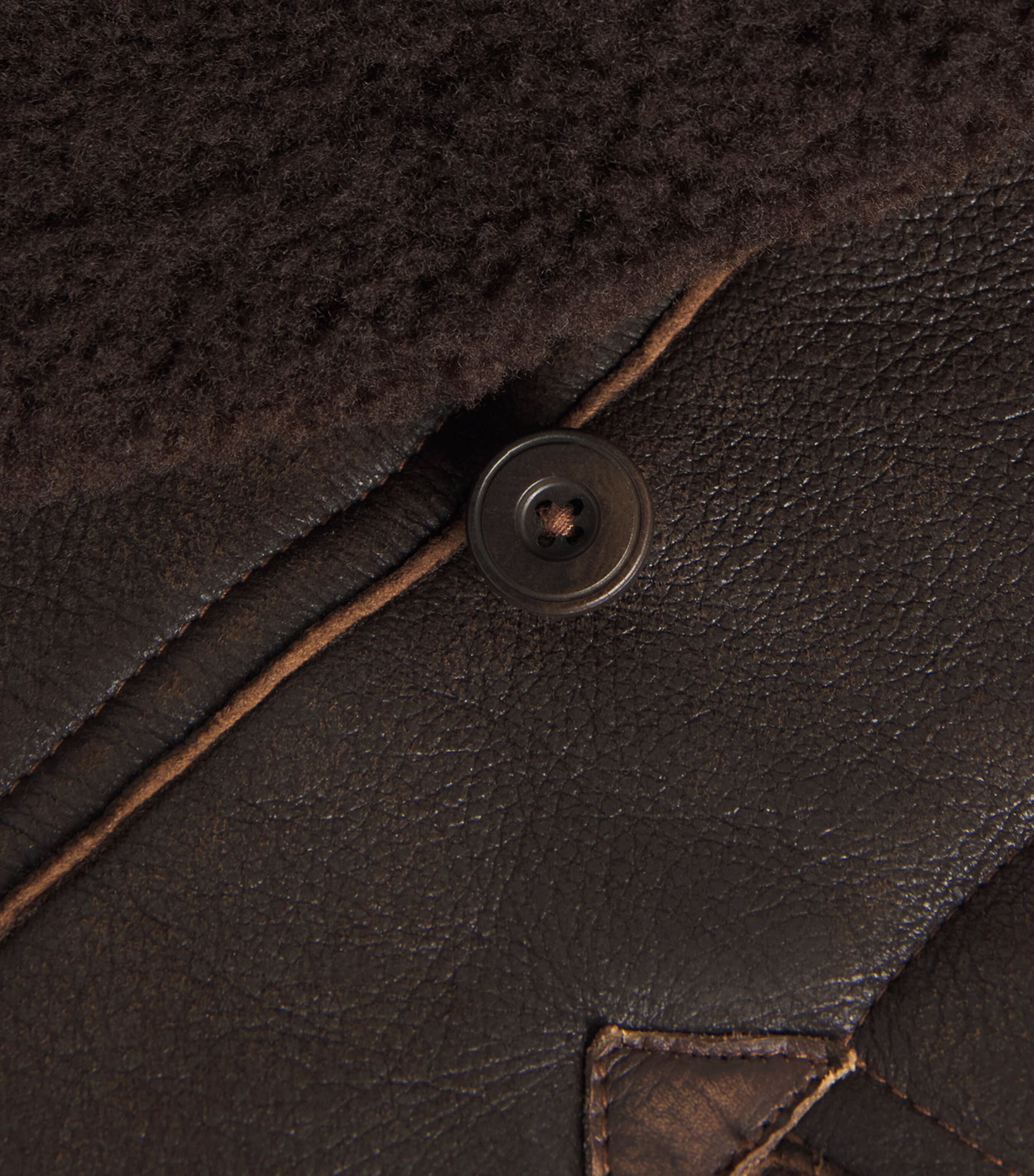 Leather-Shearling Aviator Coat BROWN Image 5