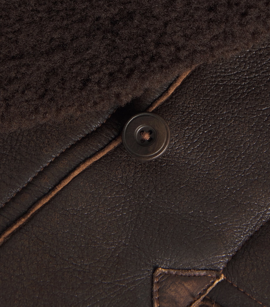 Leather-Shearling Aviator Coat BROWN Image 5