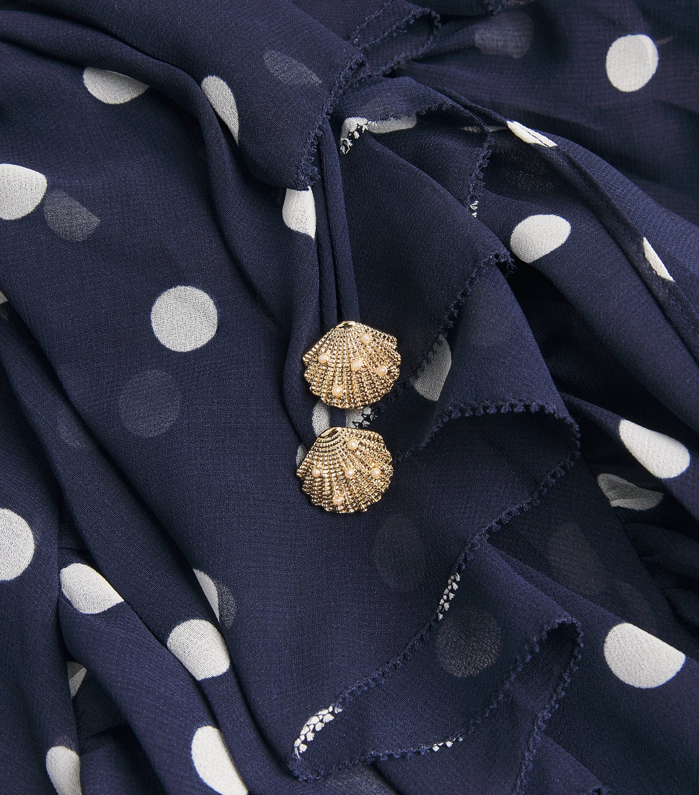 Self-Portrait Womens Tiered Polka-Dot Midi Dress Navy Image 6