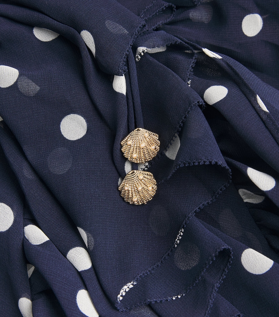 Self-Portrait Womens Tiered Polka-Dot Midi Dress Navy Image 6