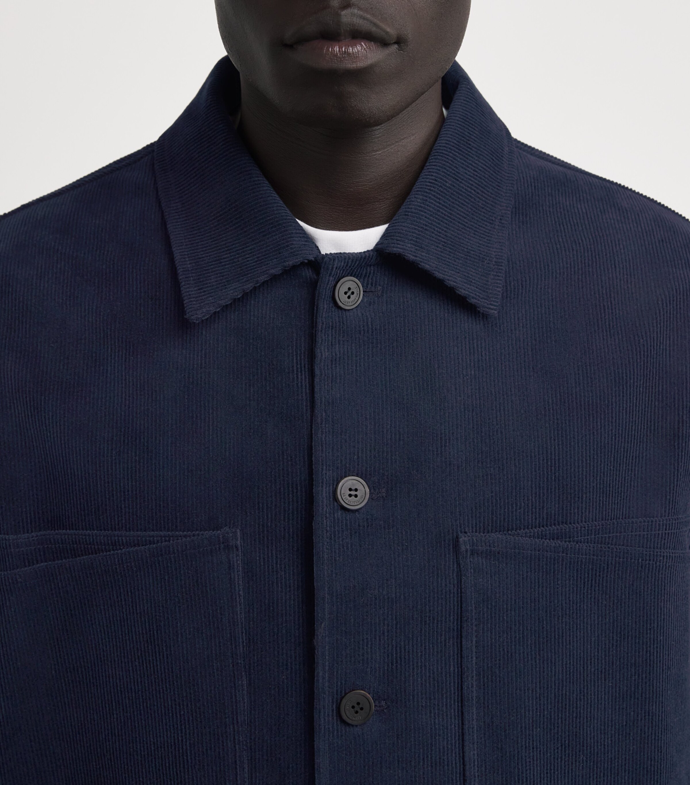 Le 17 Septembre Mens Cotton Corduroy Shirt Navy Image 6