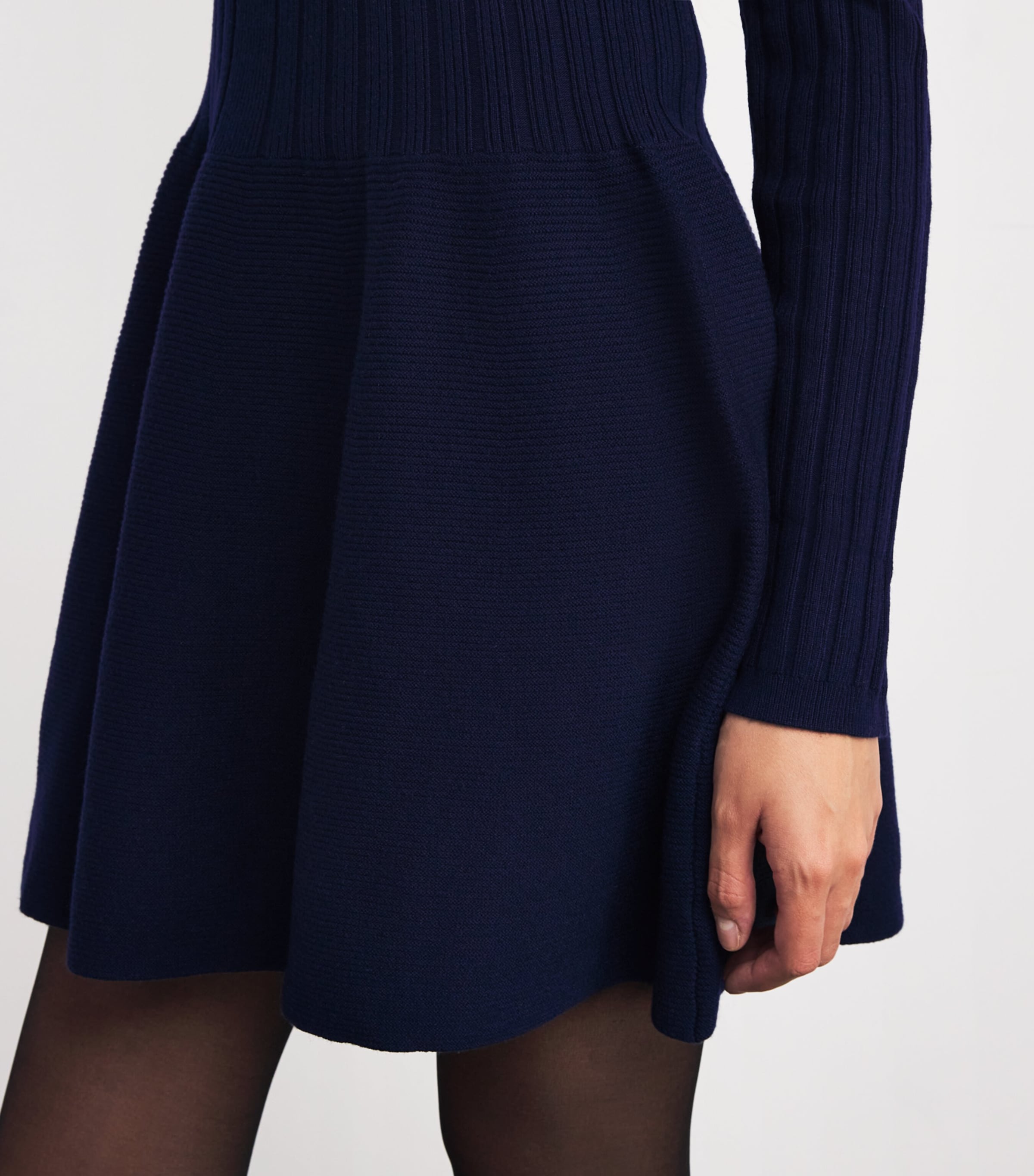 Ribbed Knitted Mini Dress NAVY Image 6