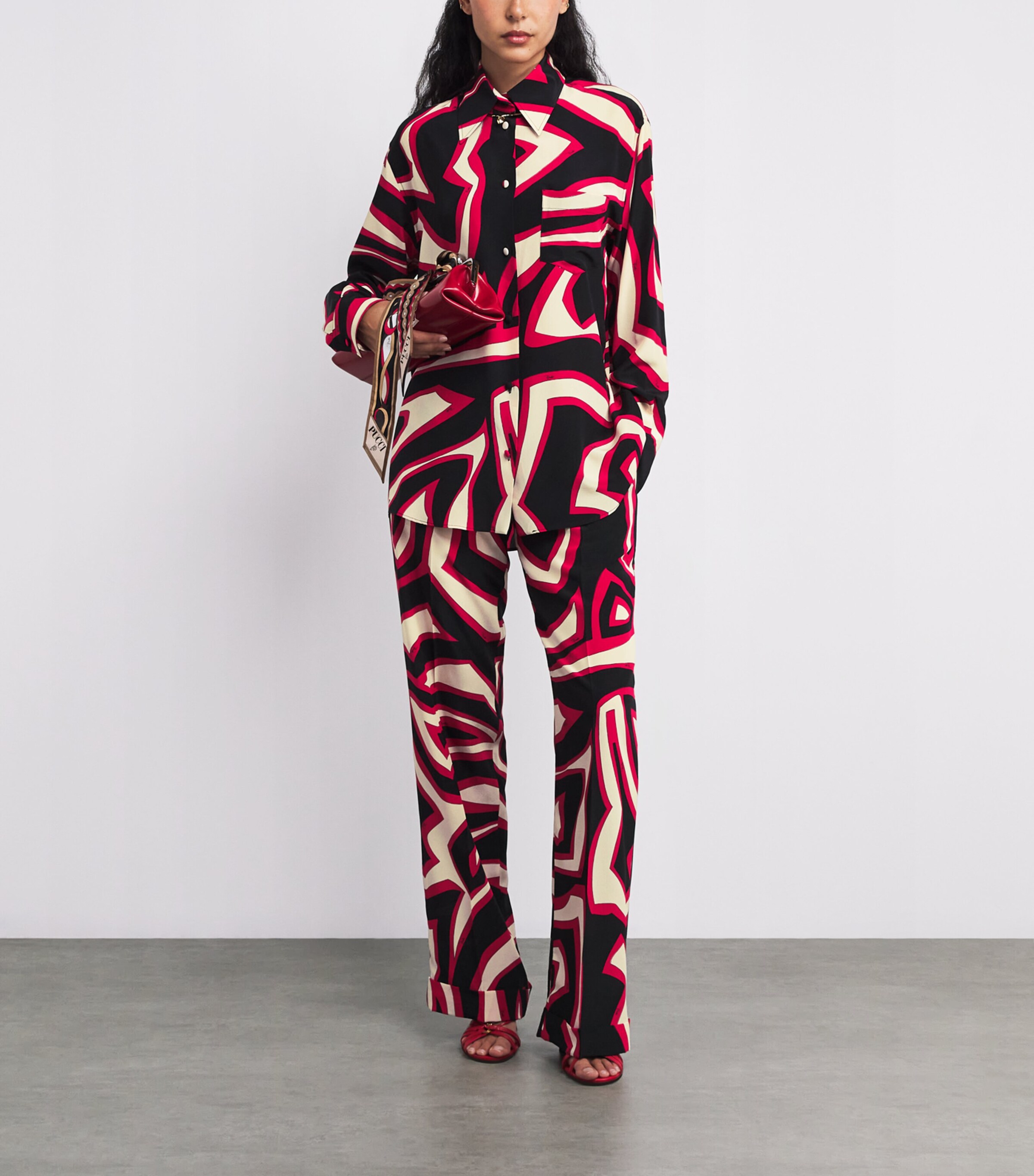 Silk Labirinto Print Trousers 051/GOLD RED Image 2