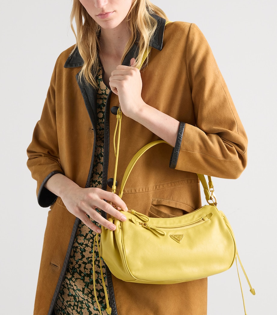 Prada Small Leather Shoulder Bag Yellow Image 5